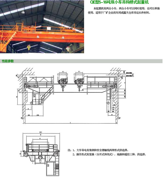 QE型5-16噸雙小車吊鉤橋式起重機